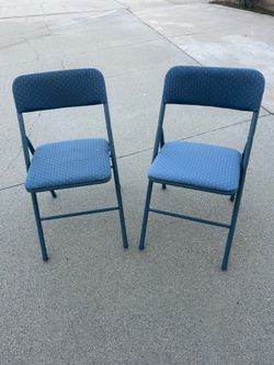 2 Blue Padded Folding Chairs