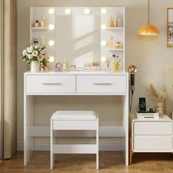 Makeup Vanity Table and Chair Set