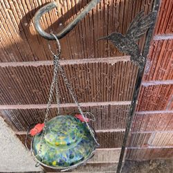 Glass Hummingbird, Feeder, With, Hummingbird Pole $15 
