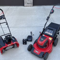 Snapper XD 82V Lawn Mower And Snow Blower With One 2 Amp Battery With Rapid Charger