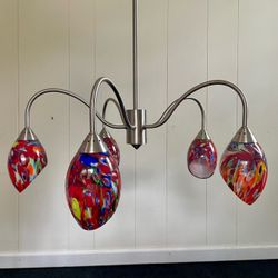Vintage Red 5-Light Chandelier