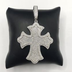 925 Sterling Silver 4.40CT MOISSANITE Cross Men’s Pendant 
