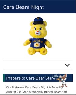 Seattle Mariners Care Bears Funshine Bear Plush