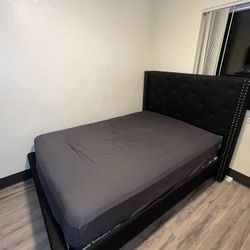 Black Upholstered Bed Frame