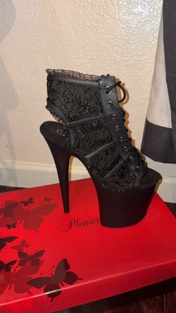 Pleaser Black Lace Platform High Heel