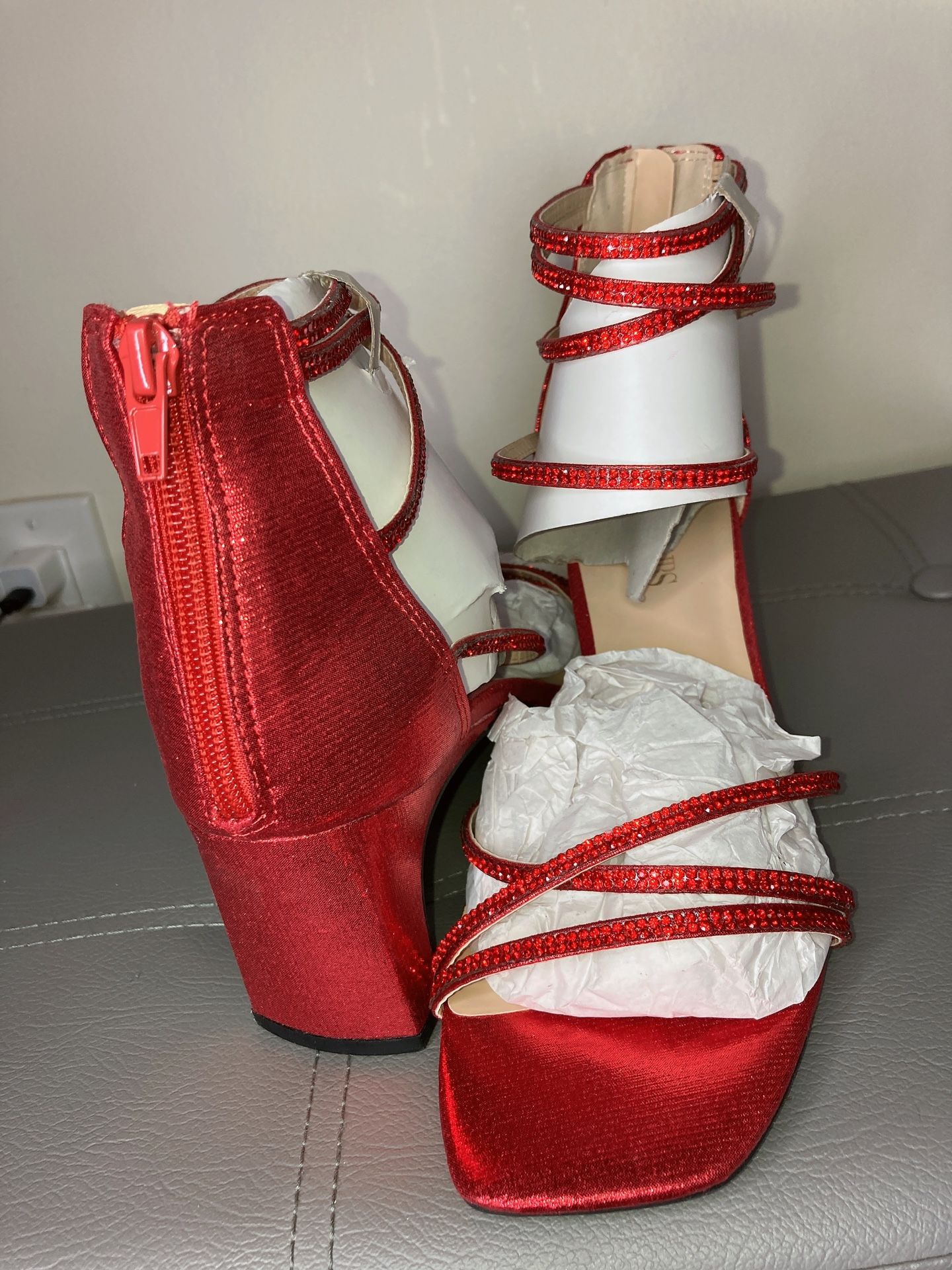 Women Heels Red Sandals 