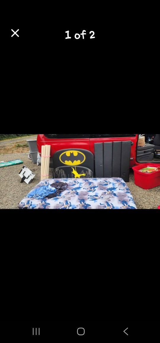 Batman Bed Like New With Mattress Has Everything