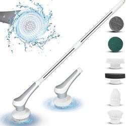 NEW Electric Spin Scrubber Cordless, Power Electric Scrubber with Long Handle, Adjustable Extension Handle, Adjustable Cleaning Brush with 6 Brush