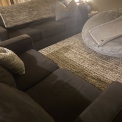 Dark Black Matching  Sofa & Loveseat  (fabric)