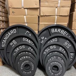 Cast Iron Olympic weights 245 Lb Set Brand New Still In The Box 