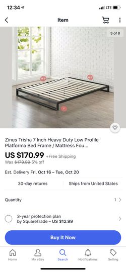 Zinus Trisha 7 Inch Heavy Duty Low Profile Platforma Bed Frame / Mattress Foundation / Box Spring Optional / Wood Slat Support, Queen