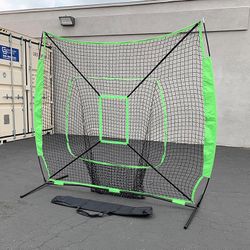 (NEW) $45 Baseball & Softball Practice Hitting & Pitching 7x7’ Net with Bow Frame, Carry Bag 