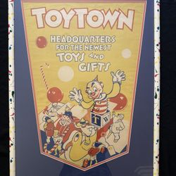Toy Town Original Store Poster 1939 Professionally Framed Rare Hard to Find