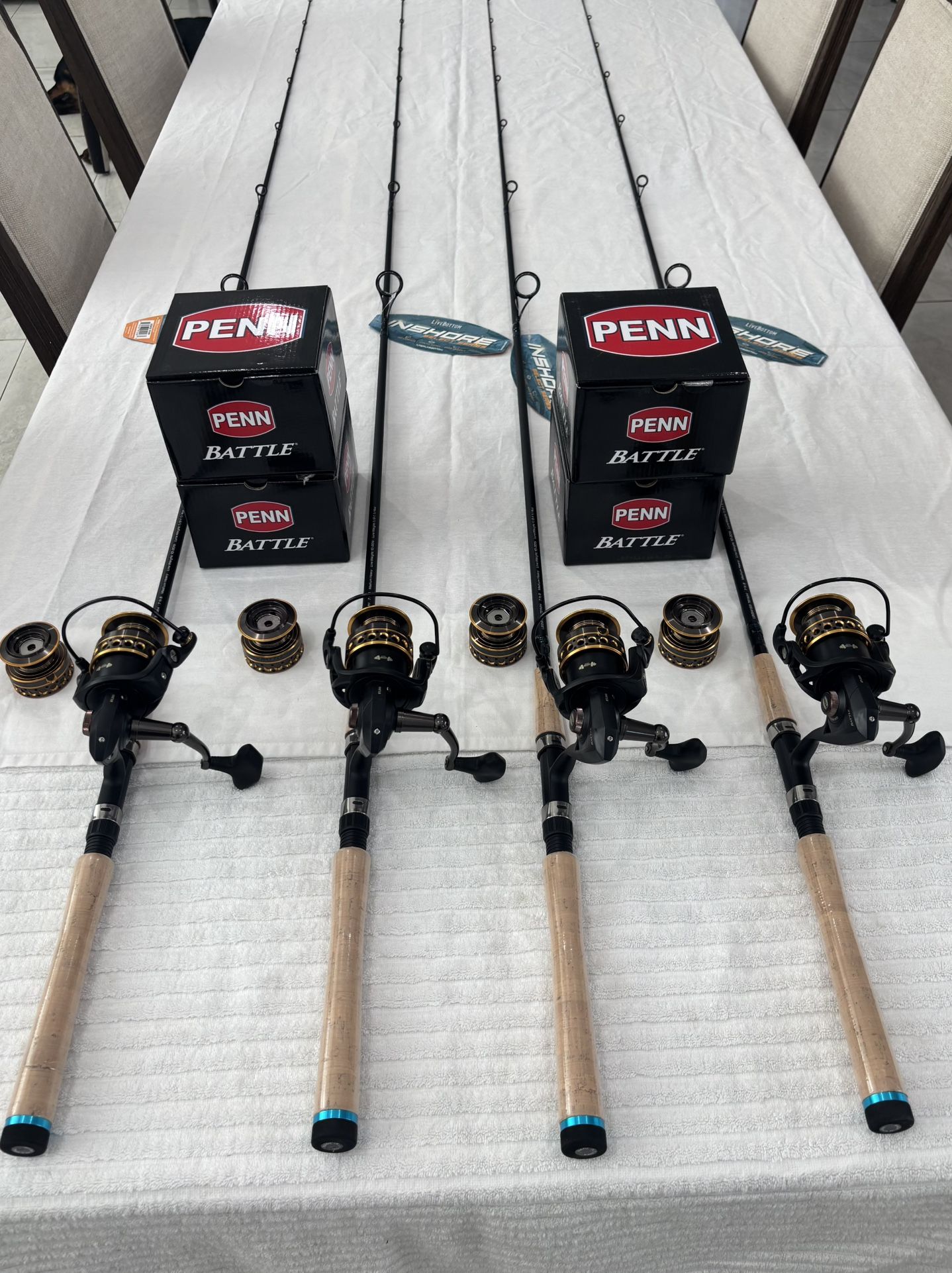 New Penn Battle 3000 lI (Extra Spool) with Live bottom 7'6" 10-201b Rods