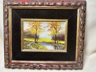 Vintage Original Autumn Landscape Oil Painting