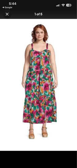 NWT Terra & Sky Plus Size Floral Maxi Summer Dress 2XL 20-22W