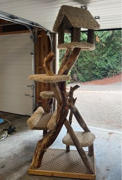 Raw wood cat tree