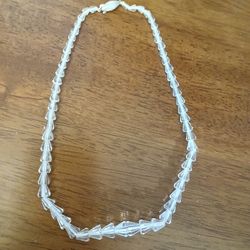 Vintage Crystal Graduated Cone Shaped Crystal Bead Necklace With Silver Cladp