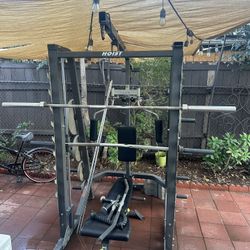 HOIST OLYMPIC SMITH MACHINE SQUAT RACK WITH OLYMPIC WEIGHTS 