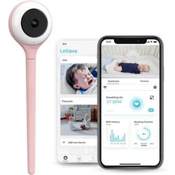 Lollipop Smart Wi-Fi Camera Baby Monitor – True Crying Detection, 2-Way Audio, Night Vision, Music, Mobile App | Cotton Candy 