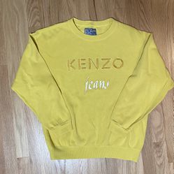Yellow Embroidered Kenzo Japanese Sweater Crewneck