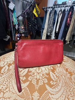 Coach Red Leather Wristlet Clutch