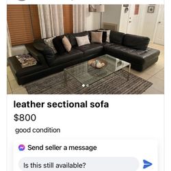 Black Leather Sectional 