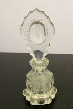 Two LE Smith clear glass perfume bottles 1940s