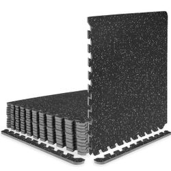 ProsourceFit Rubber Top Exercise Puzzle Mat ½ and 3/4-inch, EVA Foam Interlocking Tiles for Home Gym Protective Flooring for Equipment and Workouts