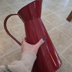 Red Metal Pitcher Watering Can 