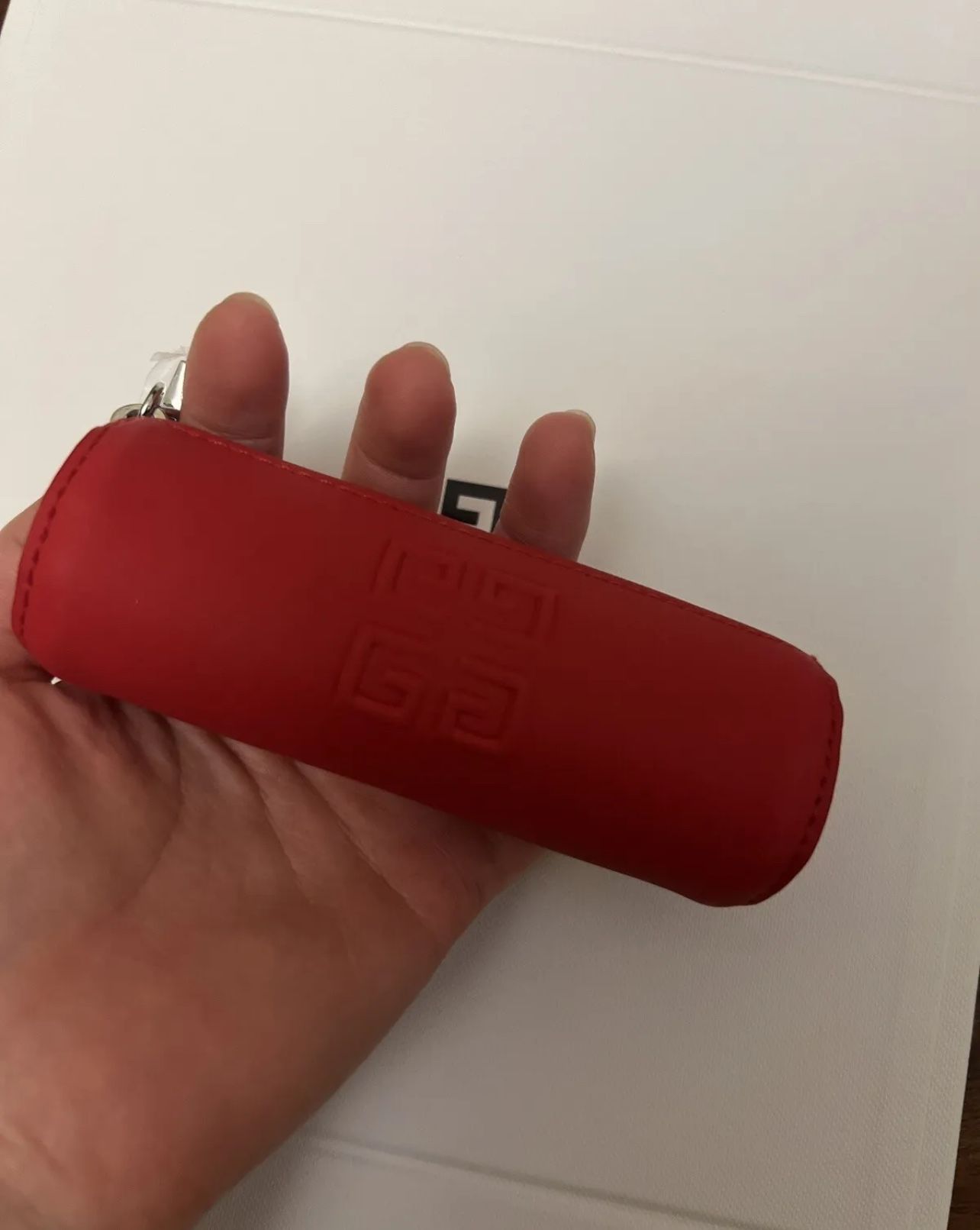 Givenchy Parfums Logo lipstick Holder Case Mini Pouch Clutch Red 💯Authentic
