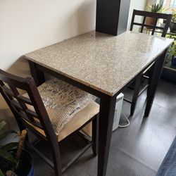 Granite Top Table And Two Chairs. 
