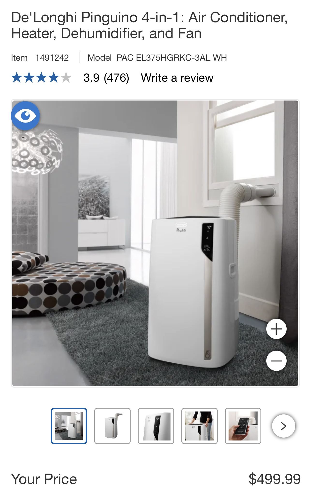 De'Longhi Pinguino 4-in-1: Air Conditioner, Heater, Dehumidifier, and Fan