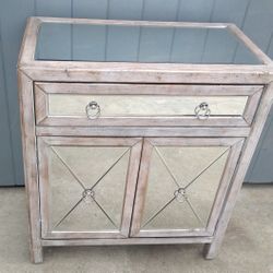 Mirror Top Console With Drawer And Cabinet