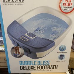 Homedics Bubble Bliss Deluxe Foot-bath  3 Massage Attachments  Heat BRAND NEW IN BOX Price/Firm