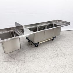 77 Inch Commercial Mobile Food Truck Stainless Steel Three Compartment With Separate Sink