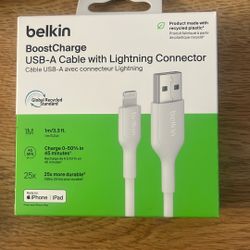 Brand New Belkin BoostCharge USB-A to Lightning Cable (1M / 3.3 ft)