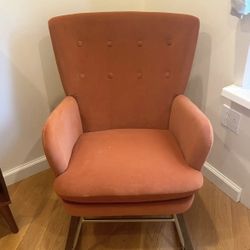 Move Out Sale! Velvet Tuffed Orange Accent Chair