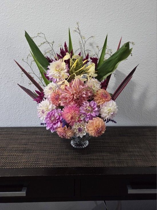 Flower Arrangement In Glass Vase