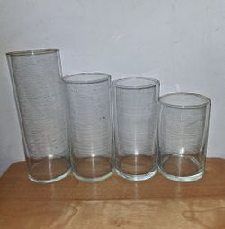 lot of 4 clear glass cylinder party decor flower vases 6" to 10" ALL for $5 FIRM!