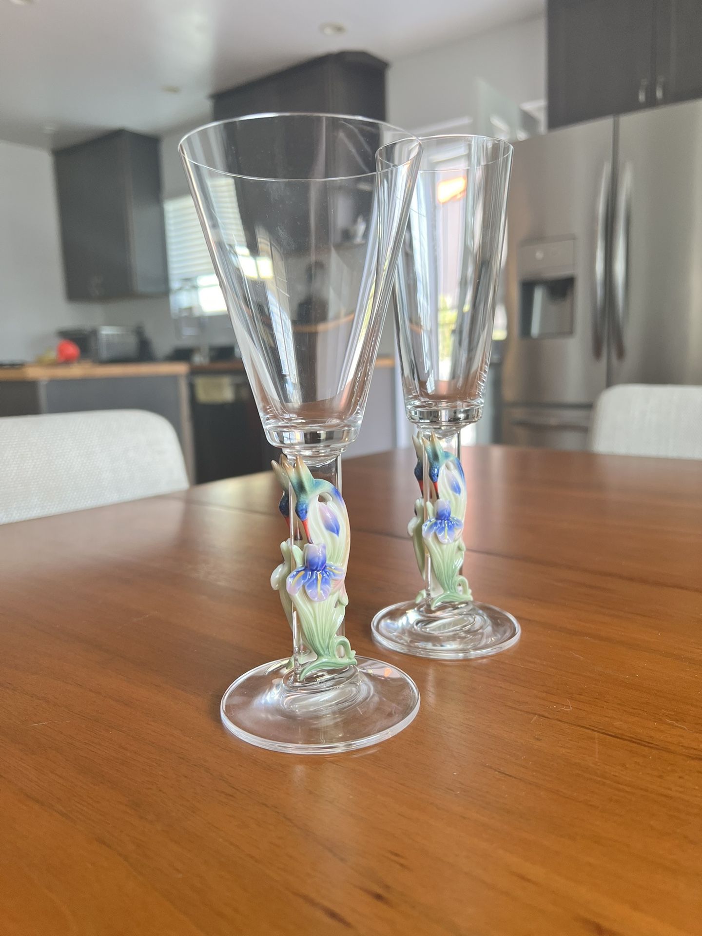 Franz Long Tail Hummingbird Red Wine And Champagne Glasses