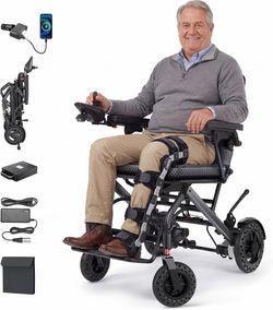 35.7lbs Lightweight Electric Wheelchair, Foldable Electric Wheelchair for Adults, Seniors, 360W Dual Motor Power Wheelchair 20 Miles for Travel, Park 