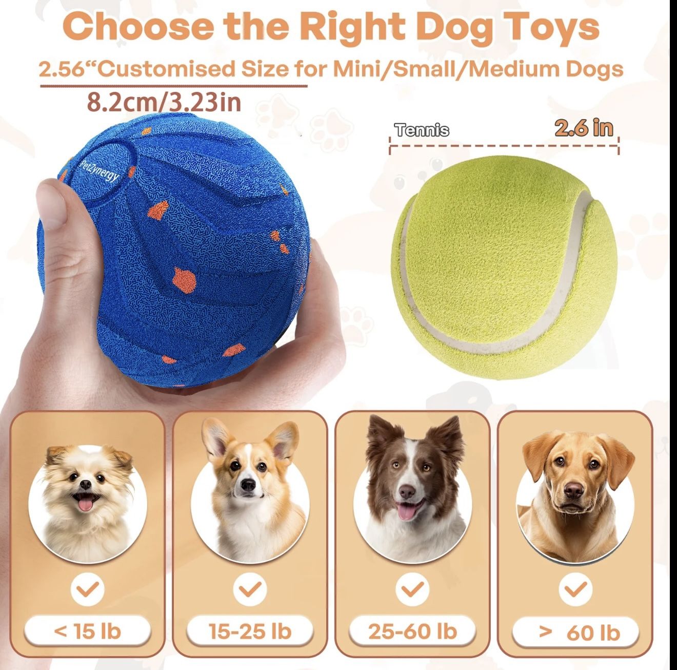 Interactive Dog Ball 2 Modes USB Rechargeable