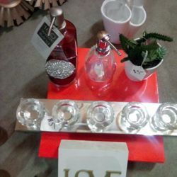 Glass And Mirror Candle Holder $7