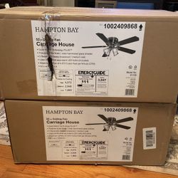 Hampton Bay Carriage House 52 in. Indoor LED Polished Brass Ceiling Fan 