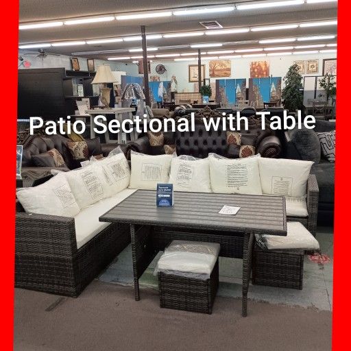 ✨ Patio Sectional With Table And 2 Stools