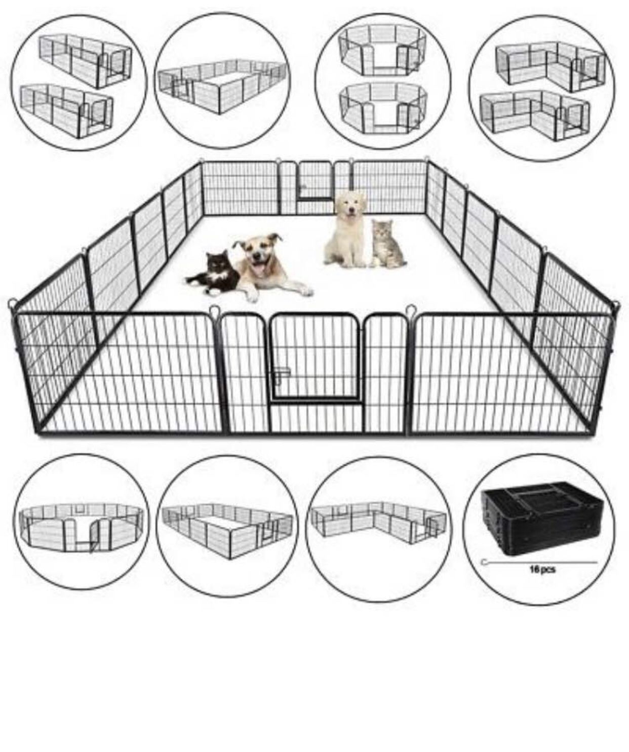 PawGiant Dog Playpen 16 Panels 24Inch Heavy Duty Dog Pen Pet Fence Playpen Indoor Outdoor