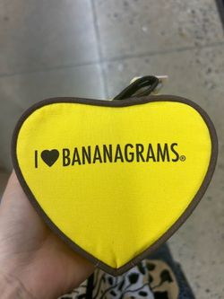 NWT I love Bananagrams Yellow Heart Pouch game