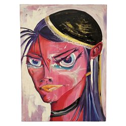 Contemporary Expressive Portrait Oil Painting on Canvas 30" x 22" Pop Art