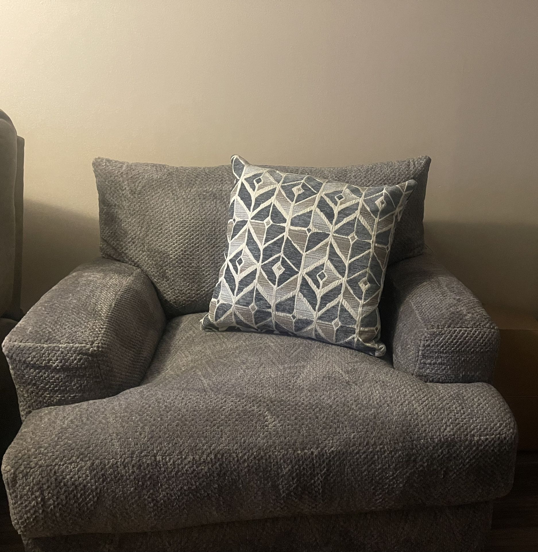 Gray and Hits Of Blue On The Pillows